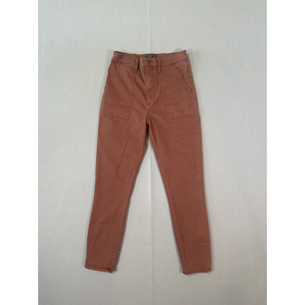 Abercrombie and Fitch Mens 27/Womens 4R Ultra High Rise Skinny Ankle Pink Color